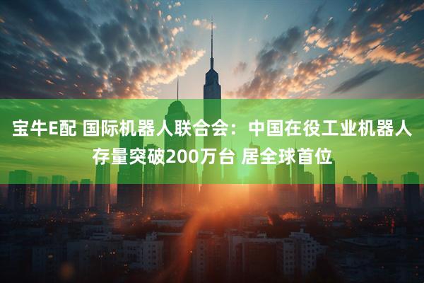 宝牛E配 国际机器人联合会：中国在役工业机器人存量突破200万台 居全球首位